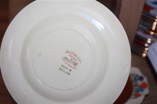 A Clarice Cliff crocus pattern part tea set and bowl